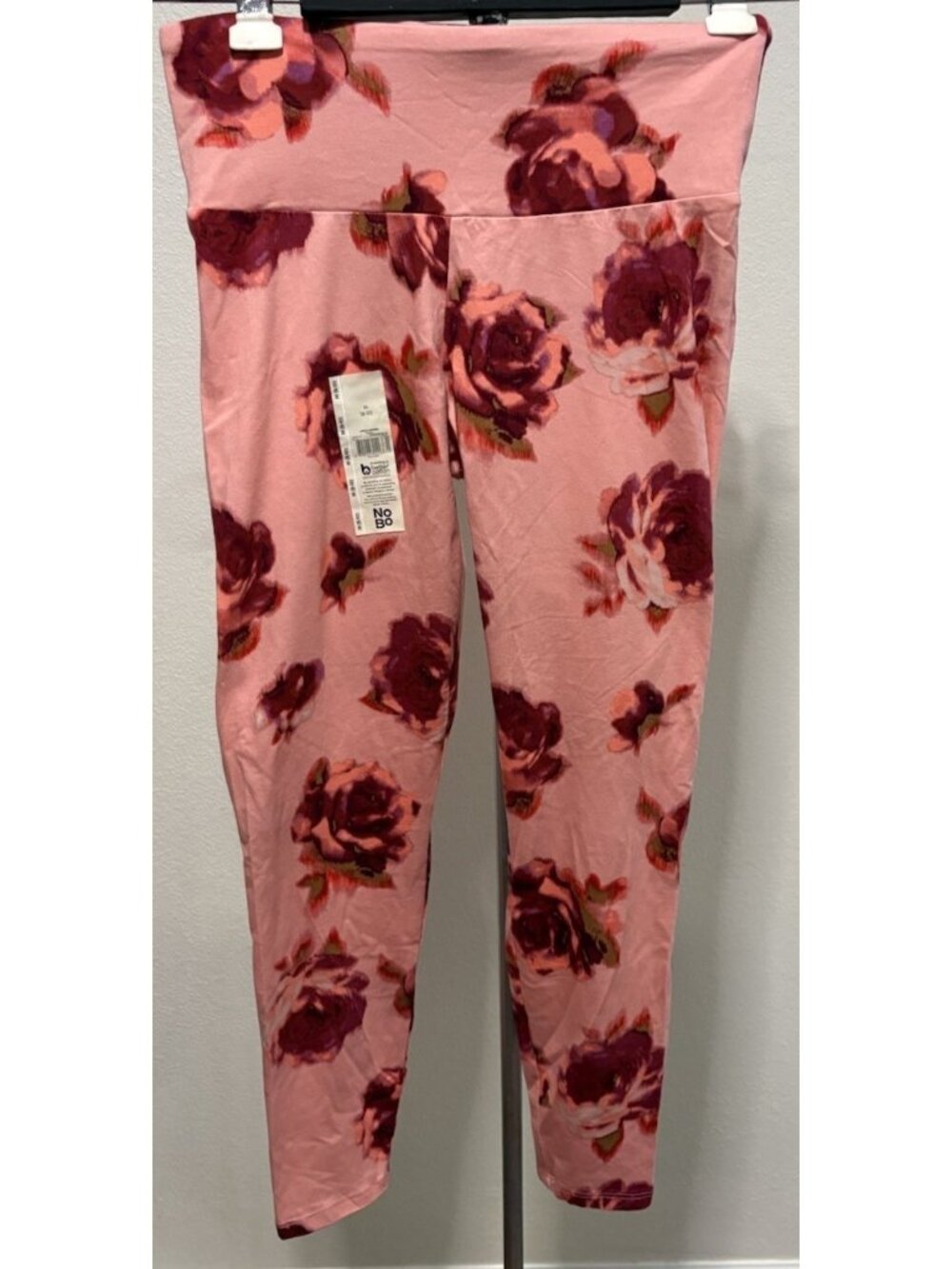 NoBo Womens M(8-10) Ankle Legging Roses Pants 26X27 Stretch